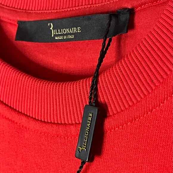 Billionaire Italian Couture | Red Logo Crew Neck Sweatshirt - Picture 3 of 9